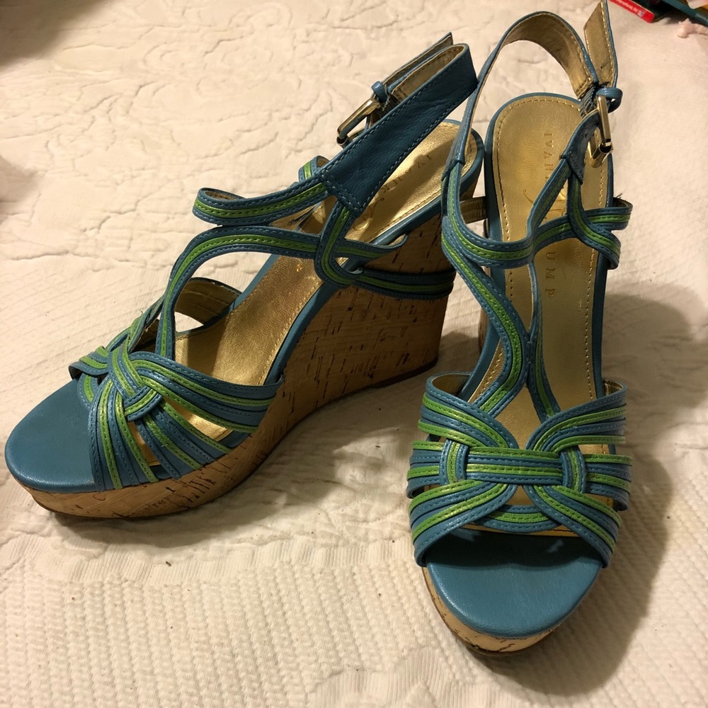 Like new, Ivanka Trump Blue & Green Wedges